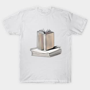 Elegant Open Book Illustration Art No. 462 T-Shirt